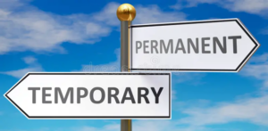 Directional signpost showing Temporary and Permanent arrows